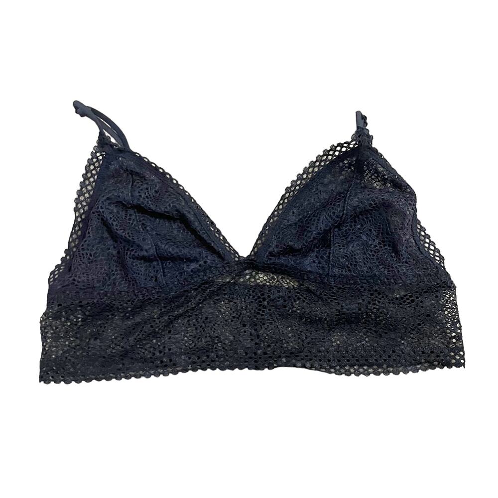 Victoria's Secret Black Lace Bralette Wireless Unlined Bra Crop Top Size Medium